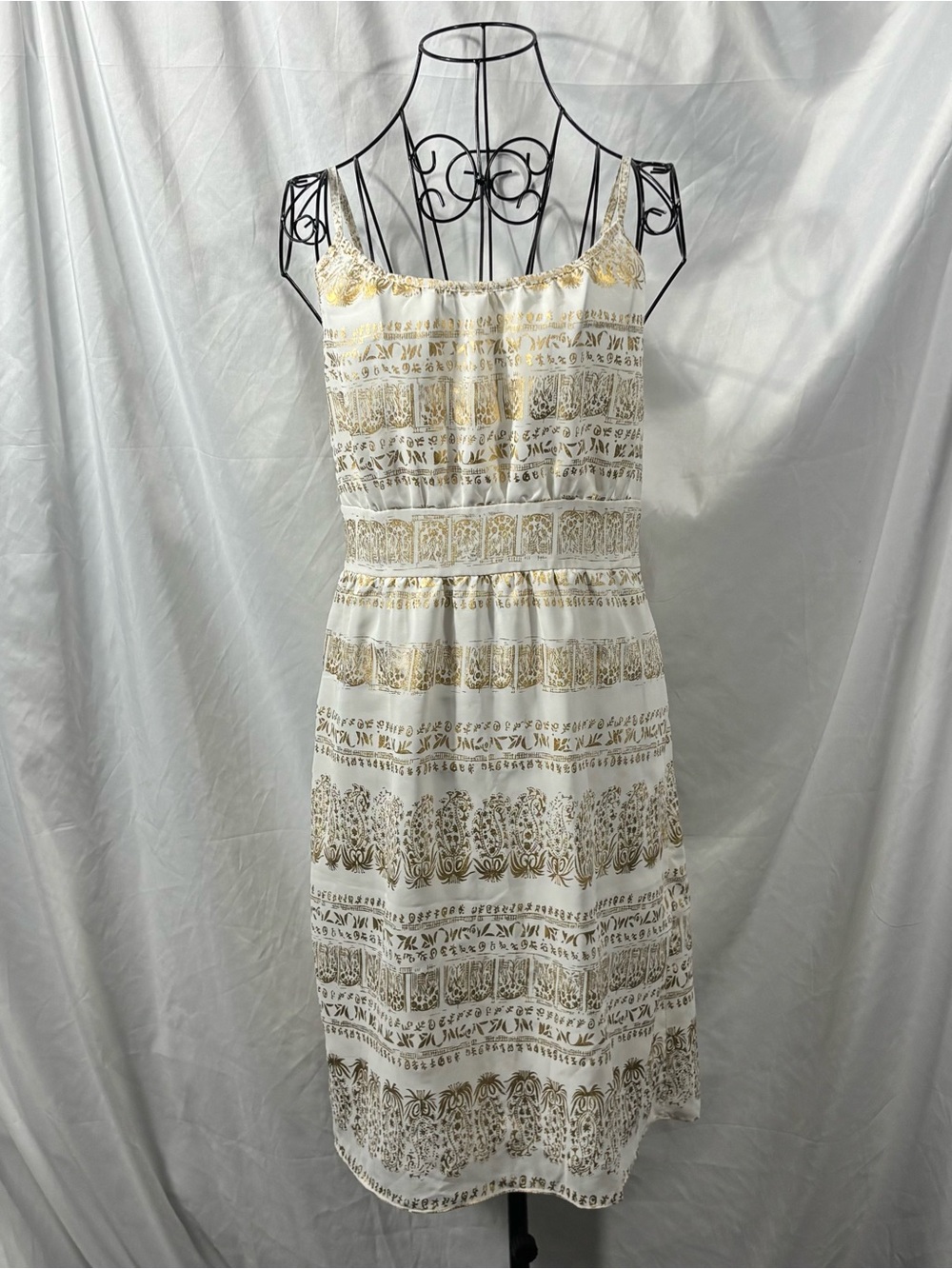 mark. White Midi Dress with Gold Patterned Trim